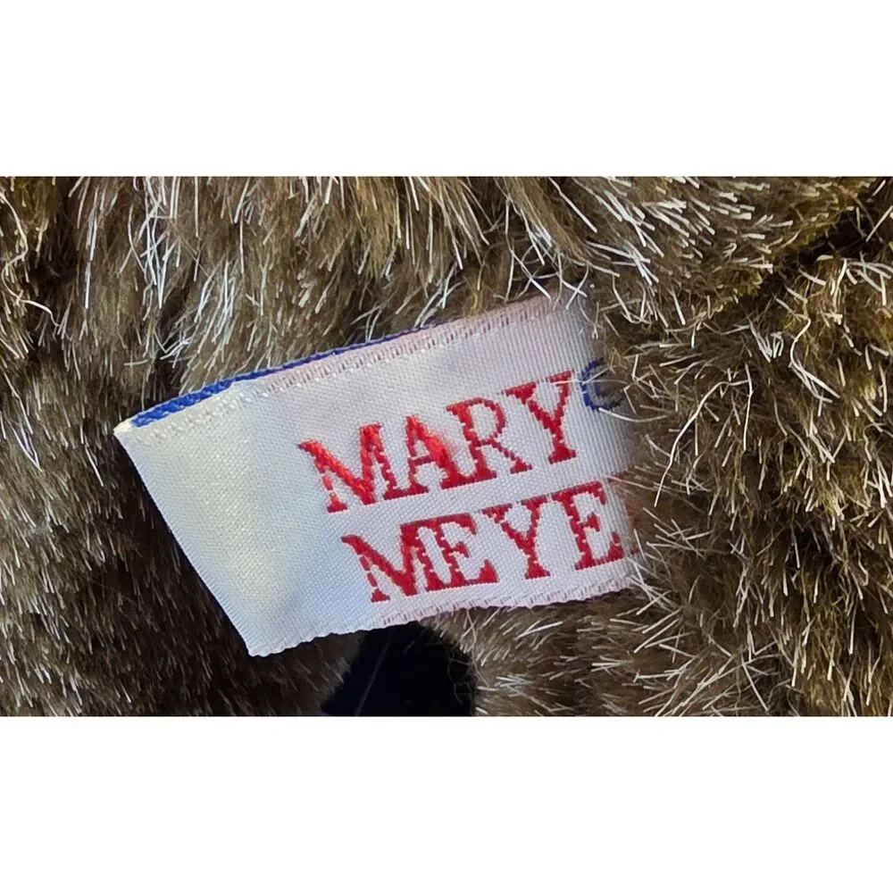 Mary Meyer Brown Teddy Bear Plush Burgundy Ribbon 8